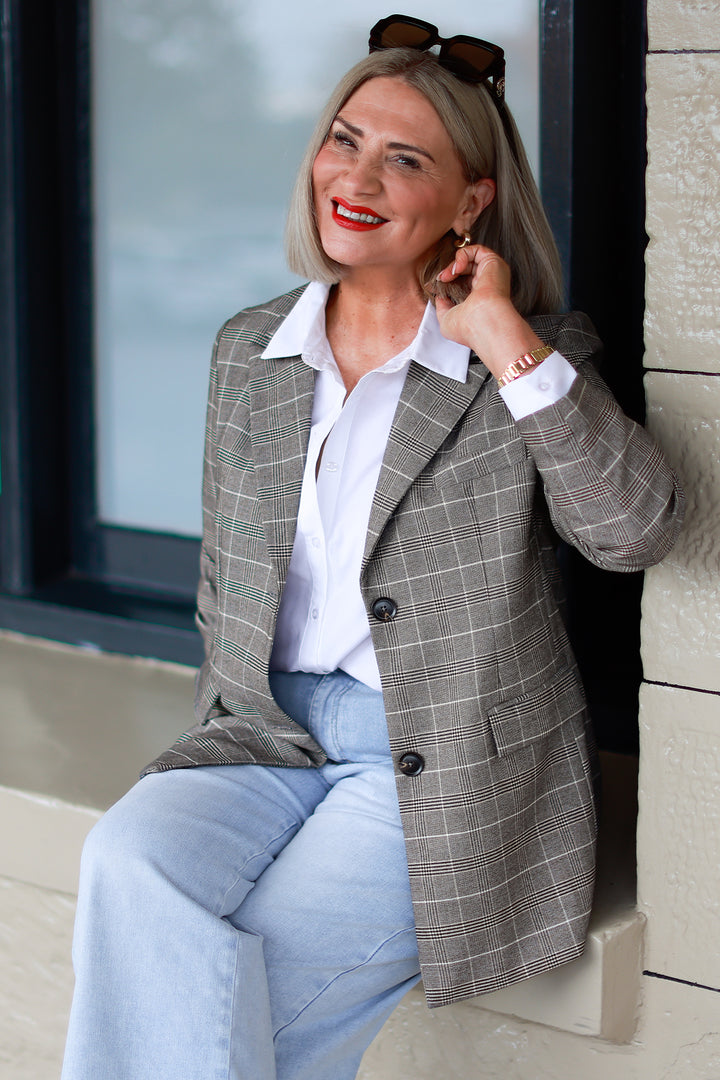 Eden Stretch Blazer |  PLAID COCO