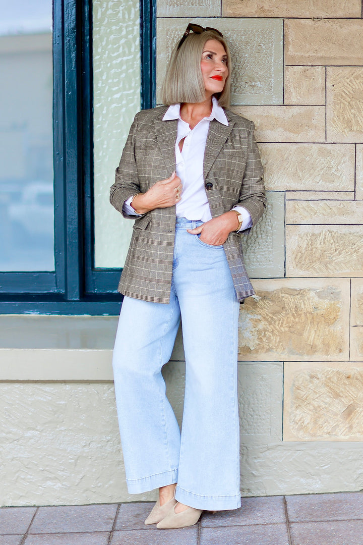 Eden Stretch Blazer |  PLAID COCO