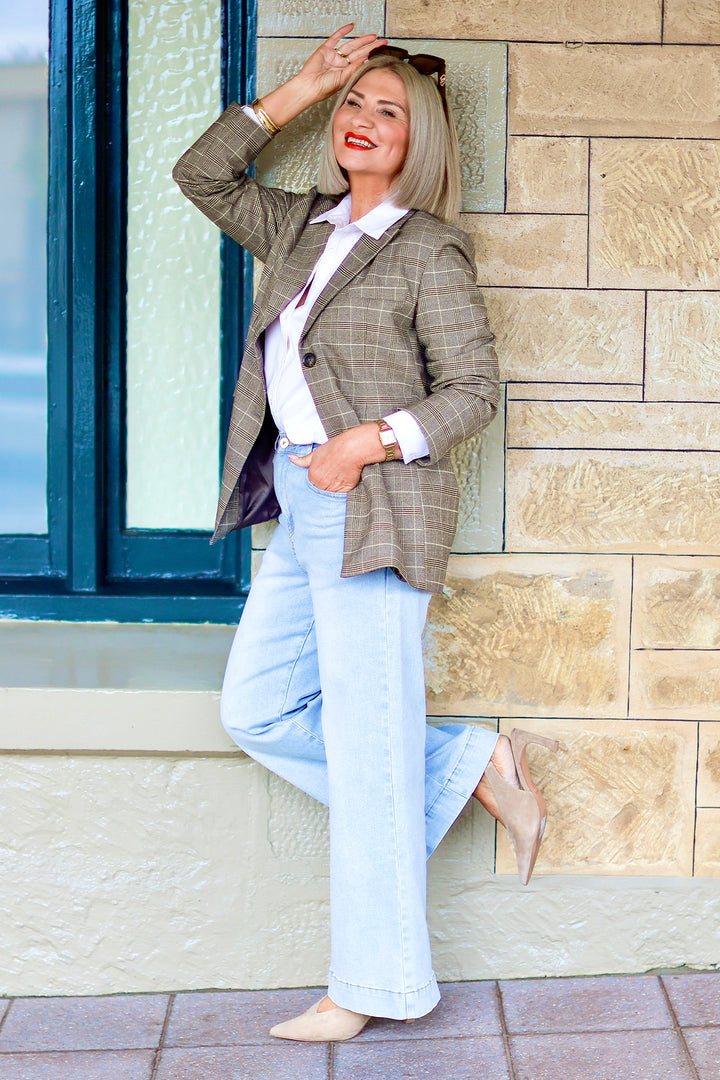 Eden Stretch Blazer |  PLAID COCO