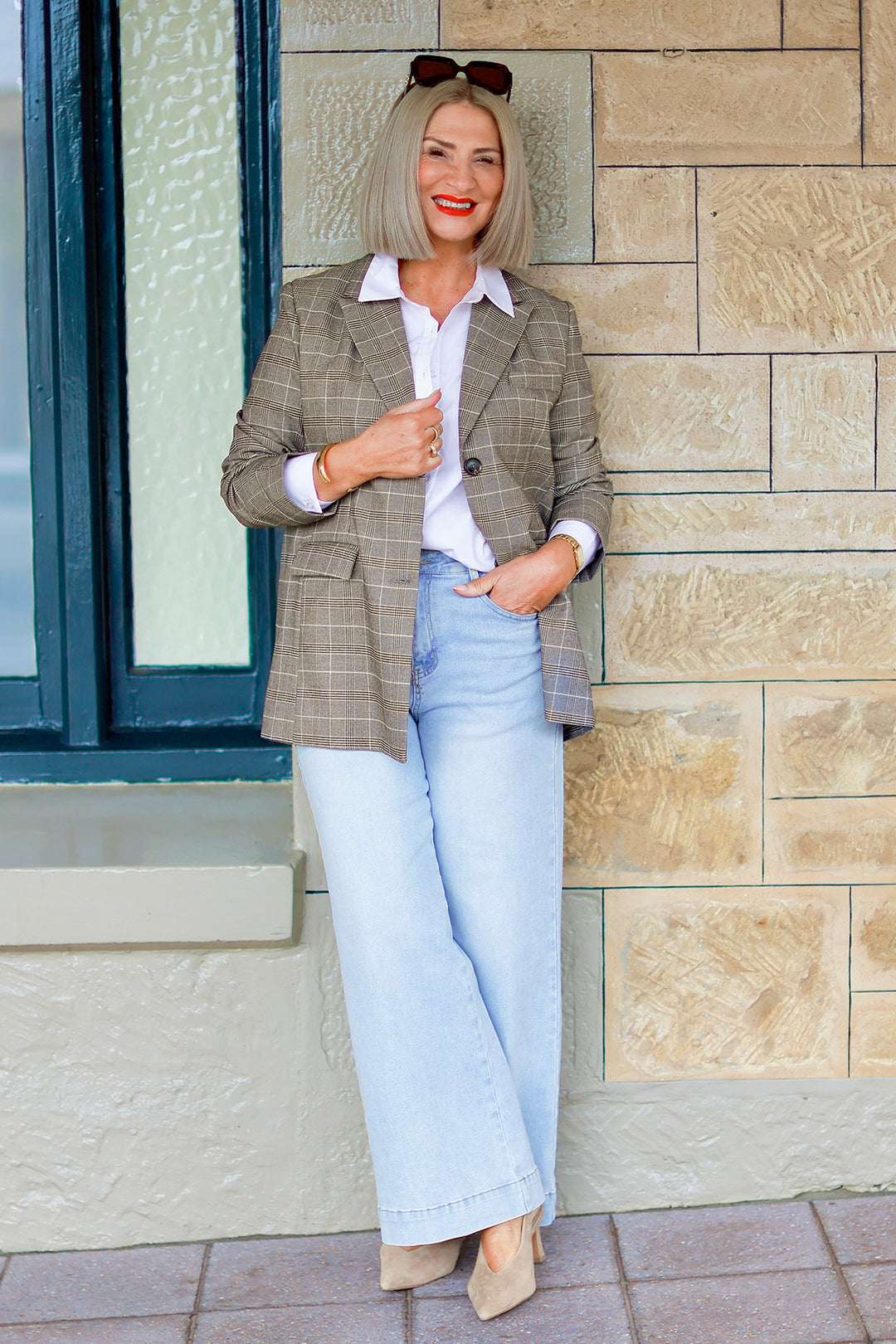 Eden Stretch Blazer |  PLAID COCO
