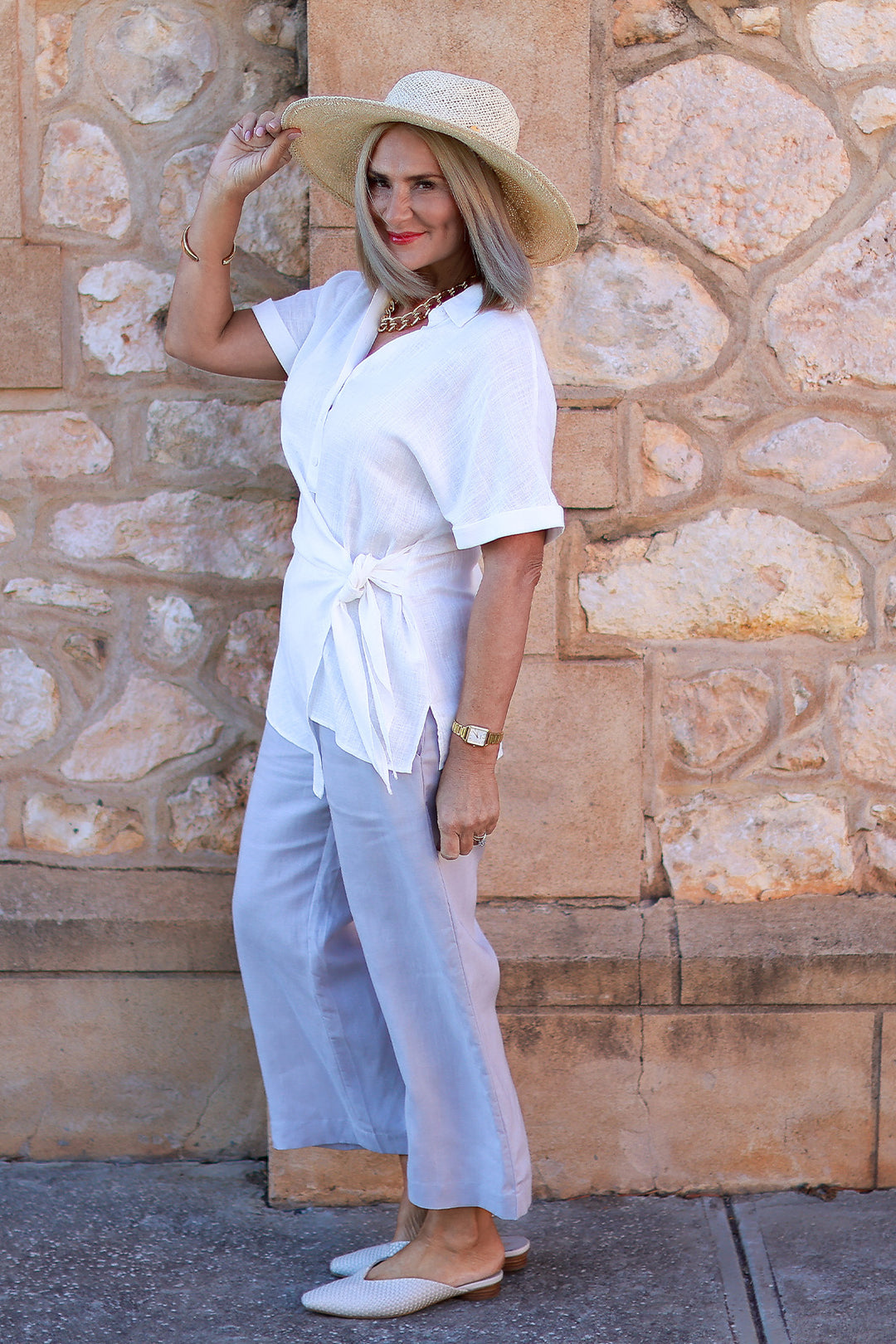 Sterling Collared Tie Shirt | WHITE