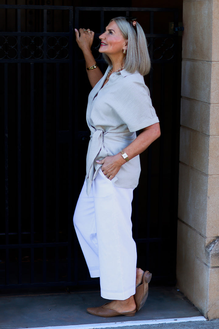 Sterling Collared Tie Shirt | TAUPE