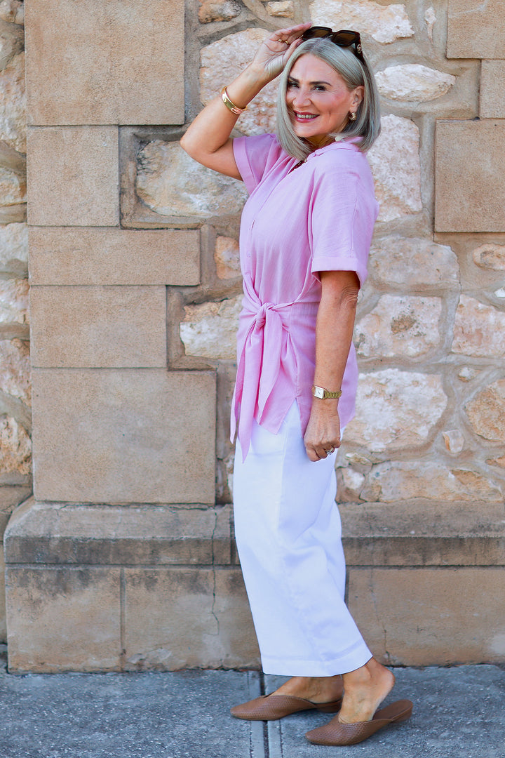 Sterling Collared Tie Shirt | BLUSH PINK