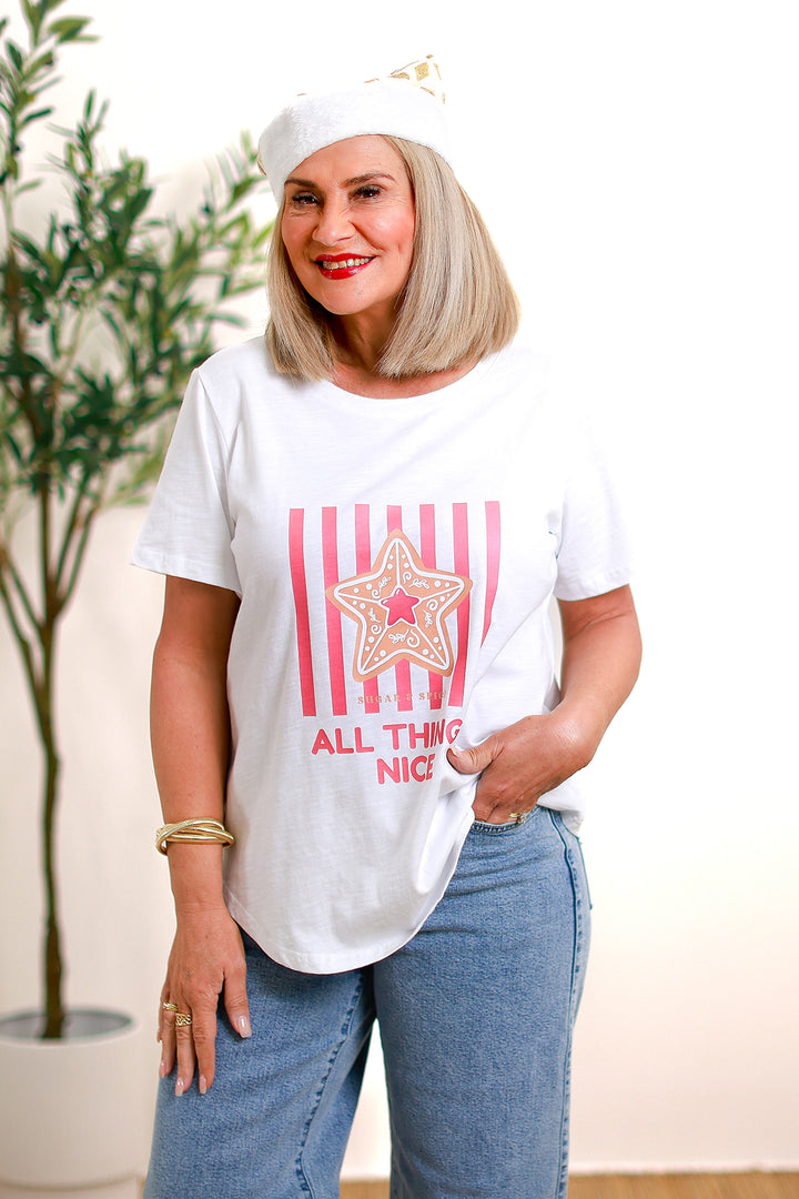 All Things Nice Christmas T-Shirt | WHITE