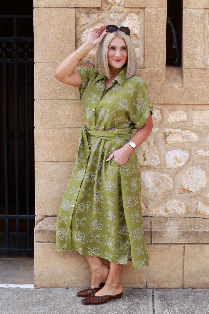 Riveria Relaxed Shirt Dress | GREEN