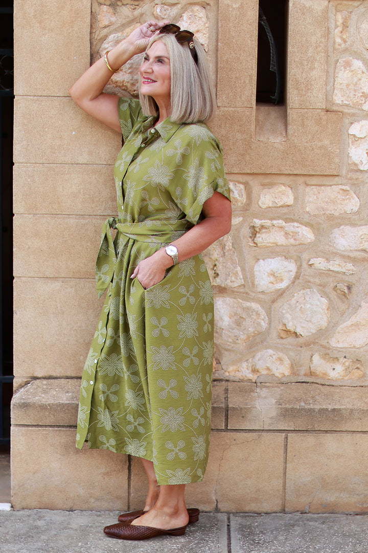 Riveria Relaxed Shirt Dress | GREEN