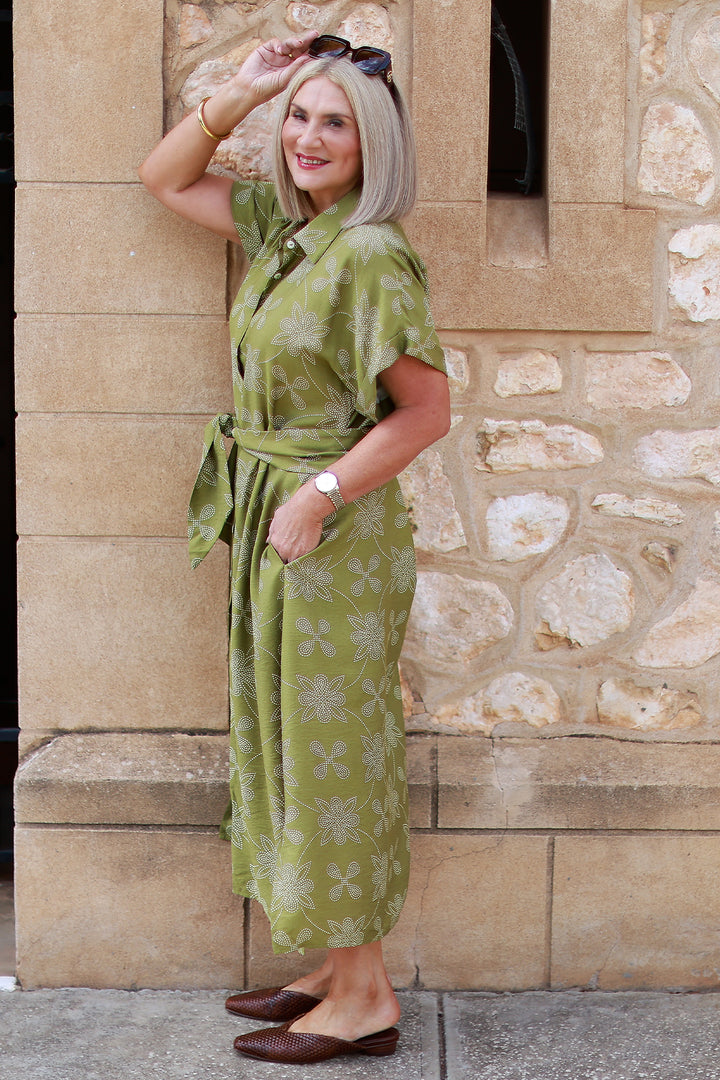 Riveria Relaxed Shirt Dress | GREEN