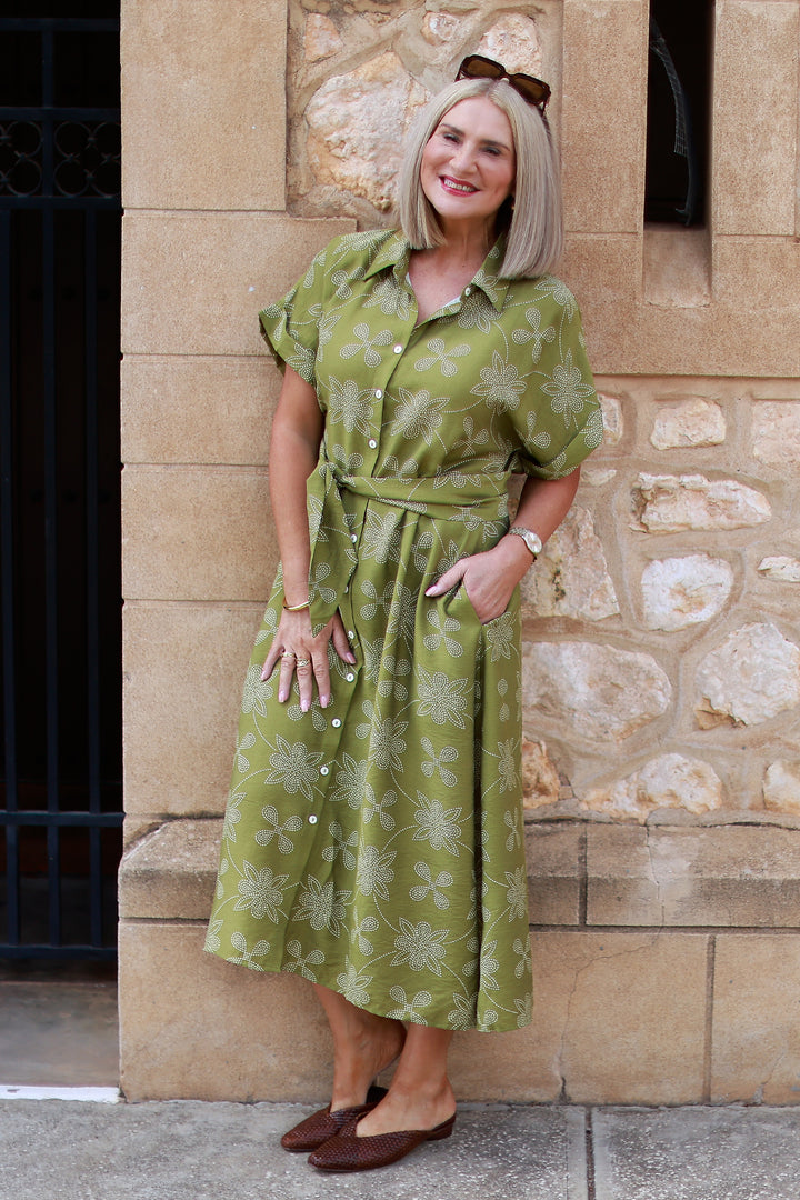Riveria Relaxed Shirt Dress | GREEN