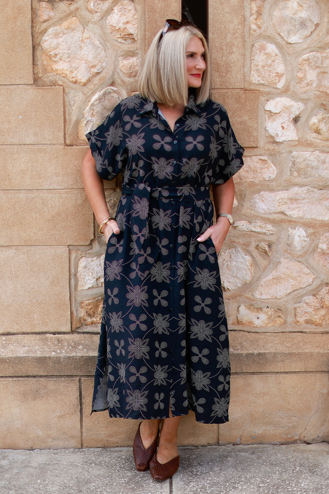 Riveria Relaxed Shirt Dress | BLACK