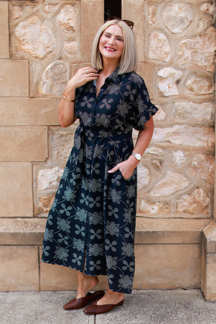 Riveria Relaxed Shirt Dress | BLACK