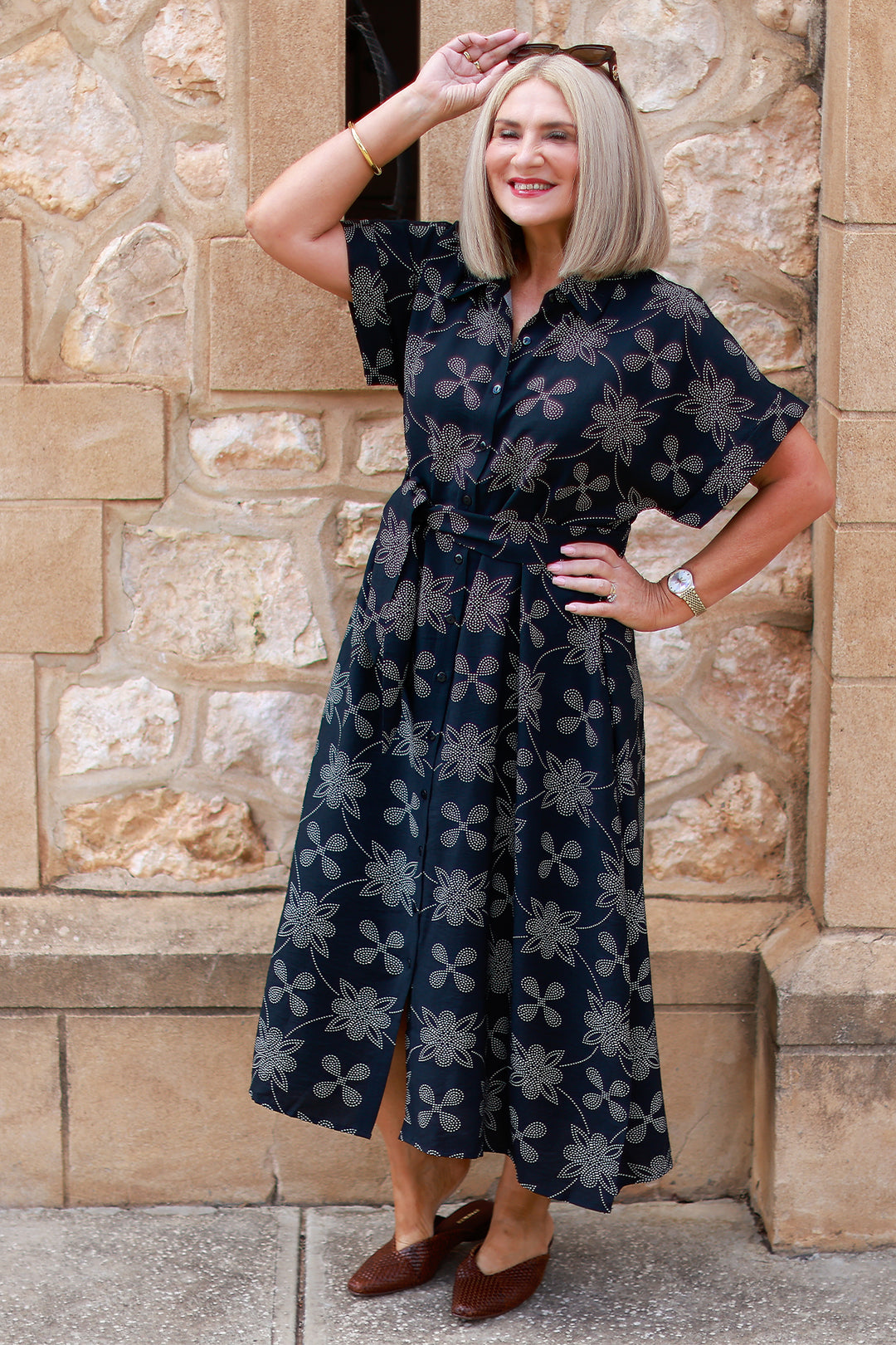 Riveria Relaxed Shirt Dress | BLACK