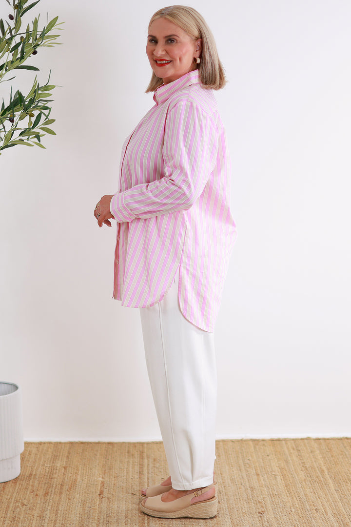 Classic Striped  Shirt | PINK