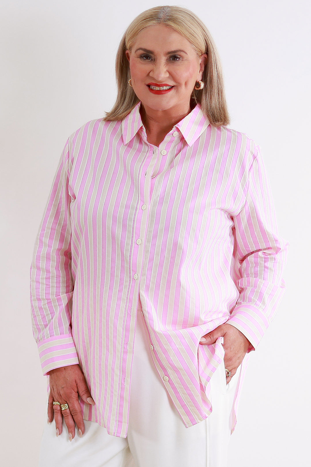 Classic Striped  Shirt | PINK