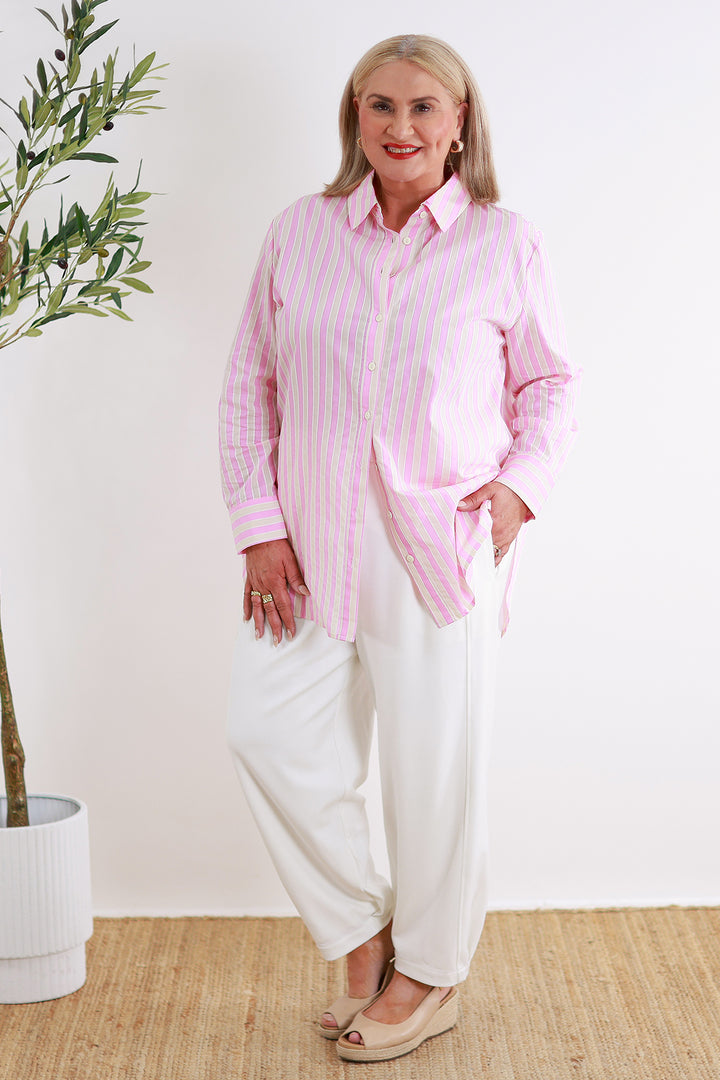 Classic Striped  Shirt | PINK