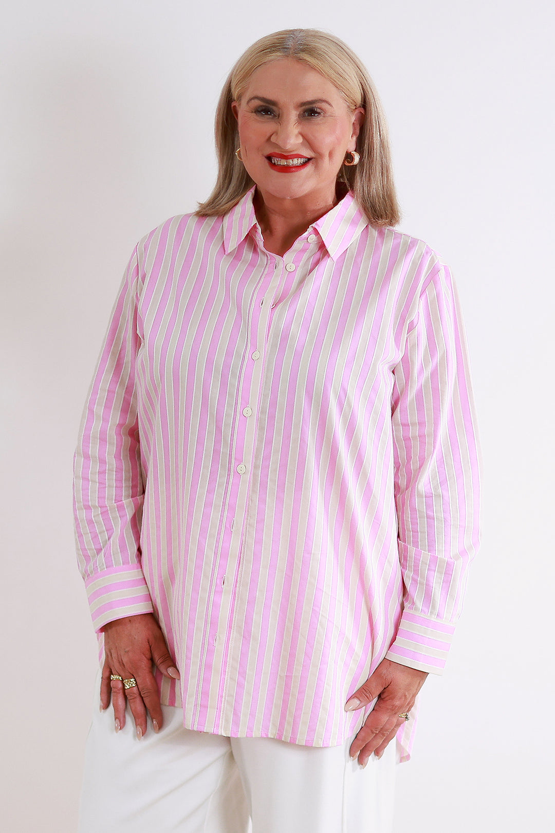 Classic Striped  Shirt | PINK