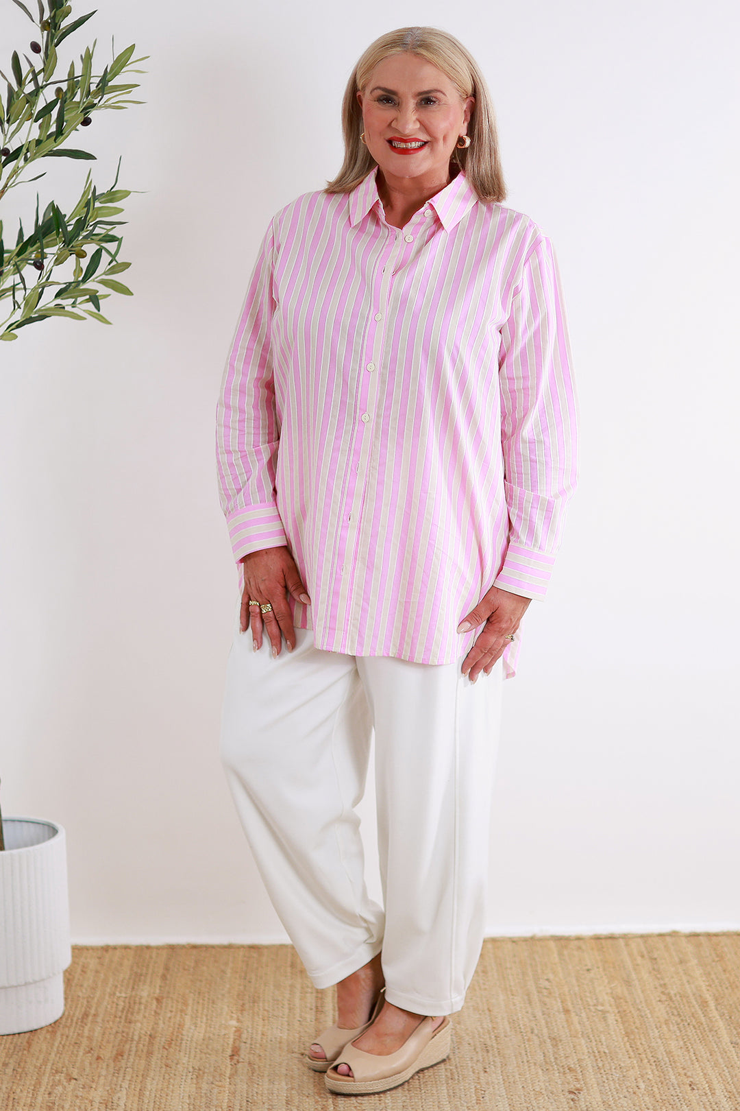 Classic Striped  Shirt | PINK