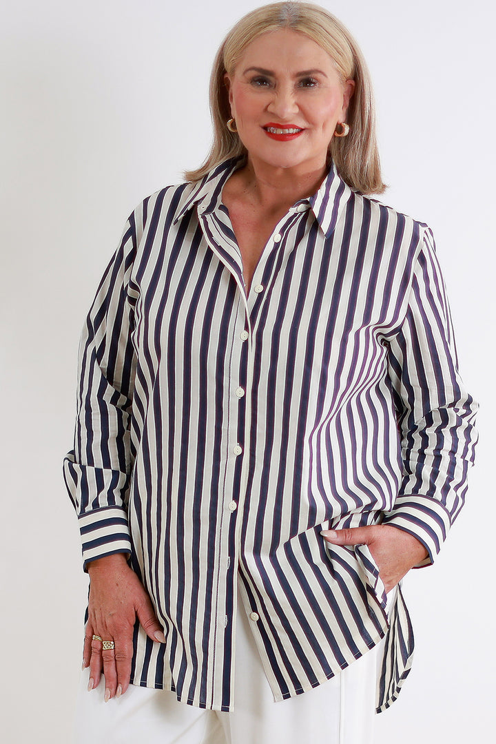 Classic Striped  Shirt | NAVY