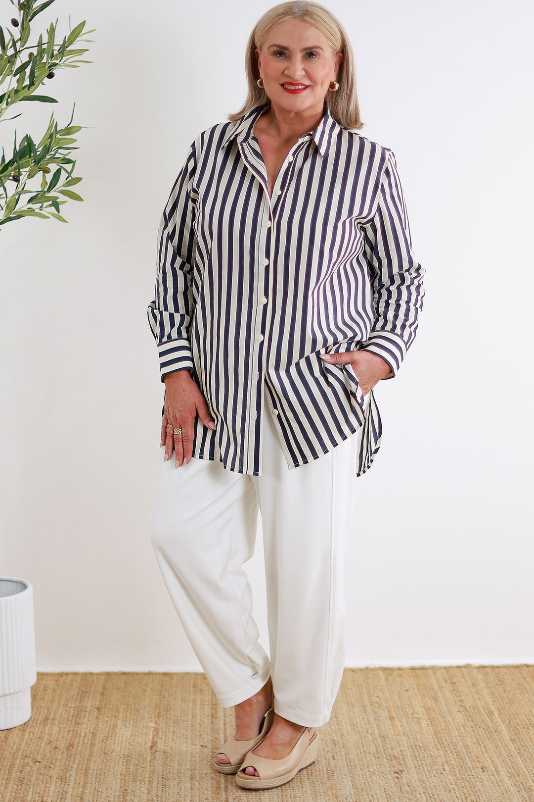 Classic Striped  Shirt | NAVY