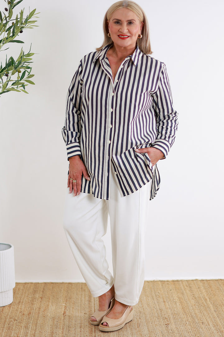 Classic Striped  Shirt | NAVY