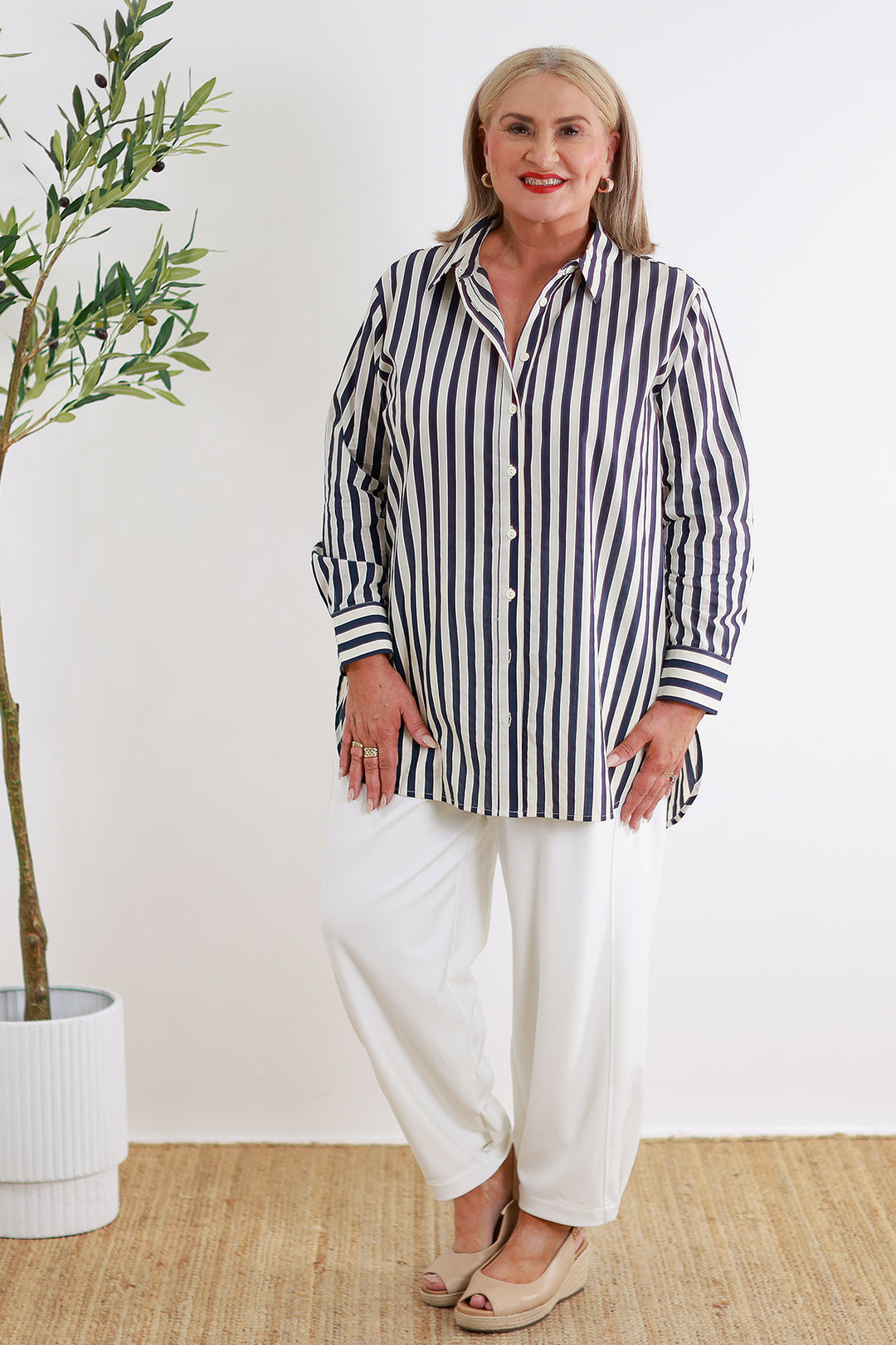 Classic Striped  Shirt | NAVY