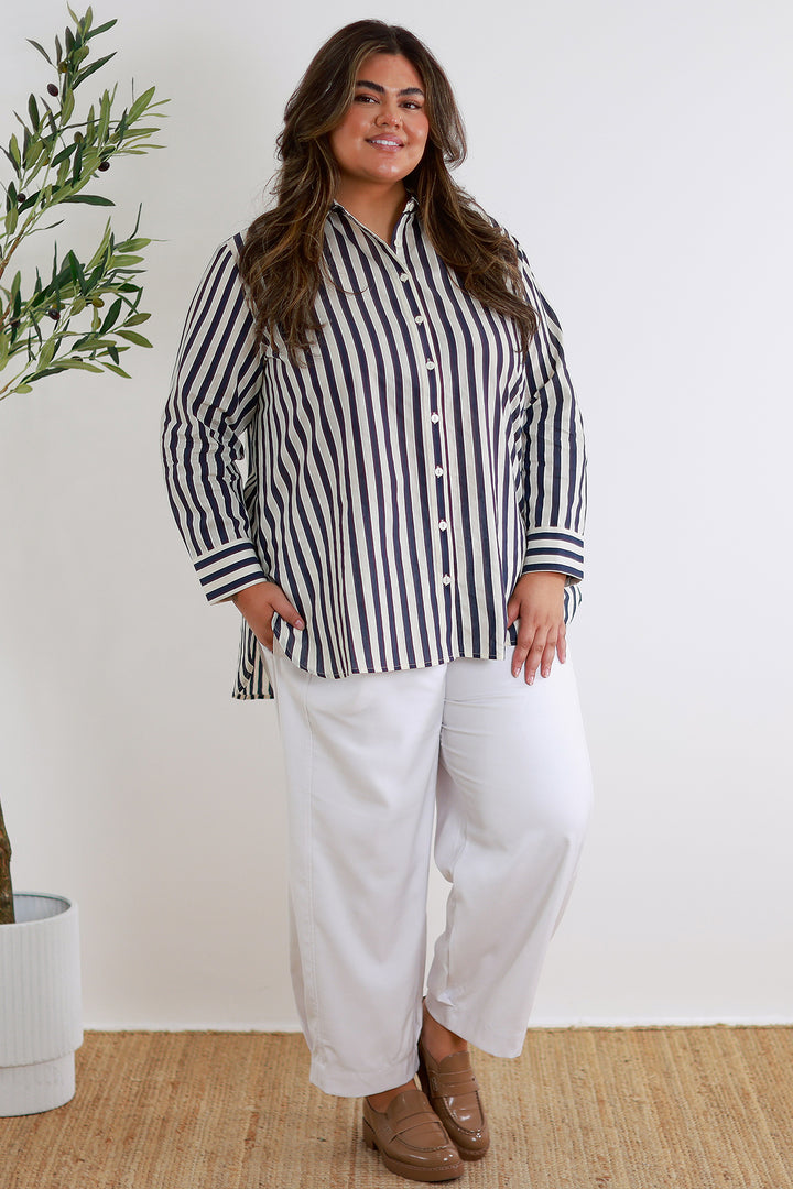 Classic Striped  Shirt | NAVY