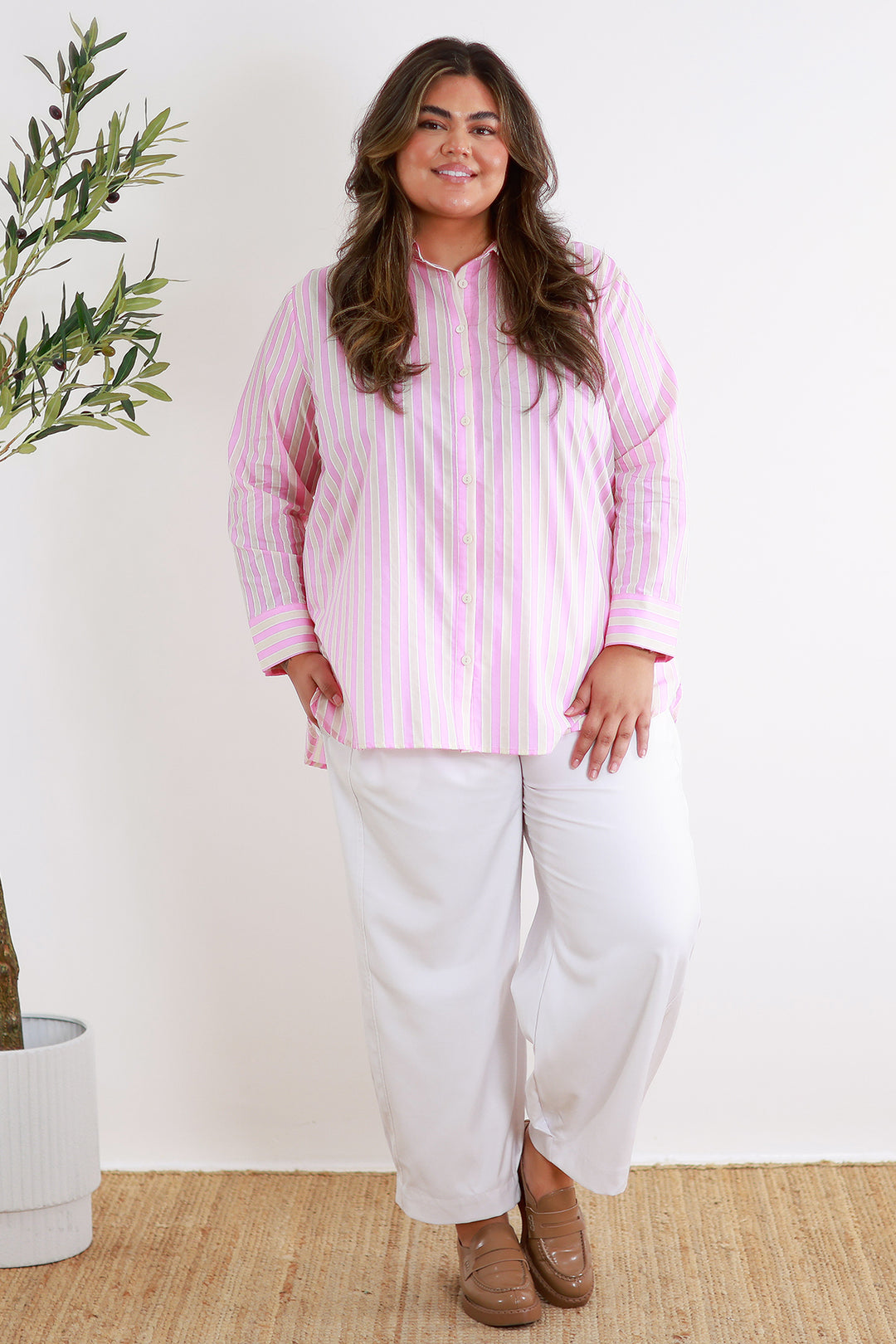 Classic Striped  Shirt | PINK