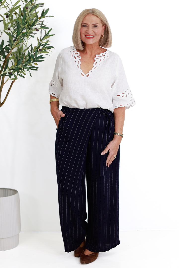 Virtue Pinstripe Pant | NAVY & WHITE