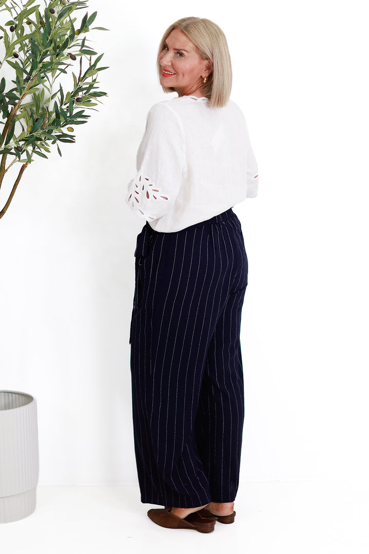 Virtue Pinstripe Pant | NAVY & WHITE