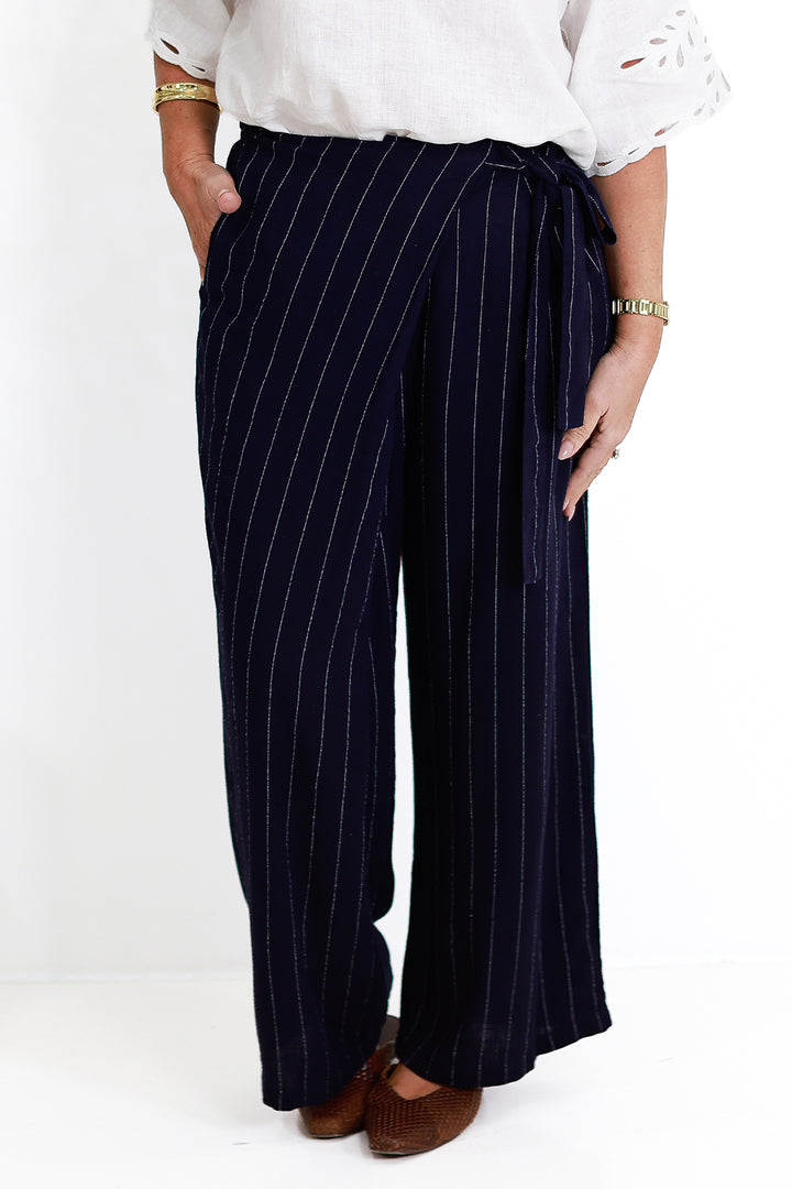 Virtue Pinstripe Pant | NAVY & WHITE