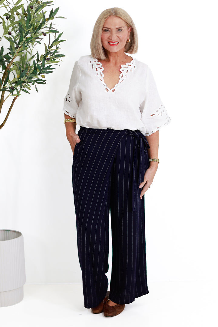 Virtue Pinstripe Pant | NAVY & WHITE