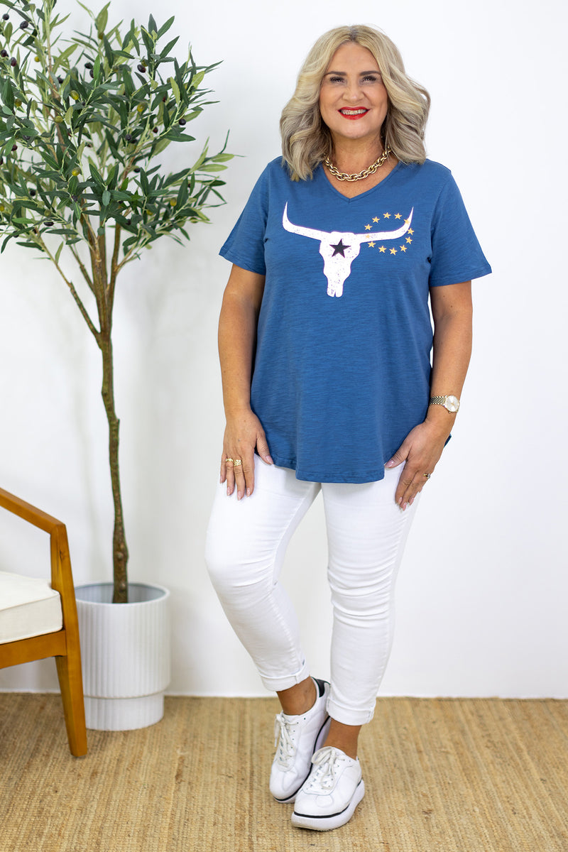 Rawhide Relaxed Tee | Blue