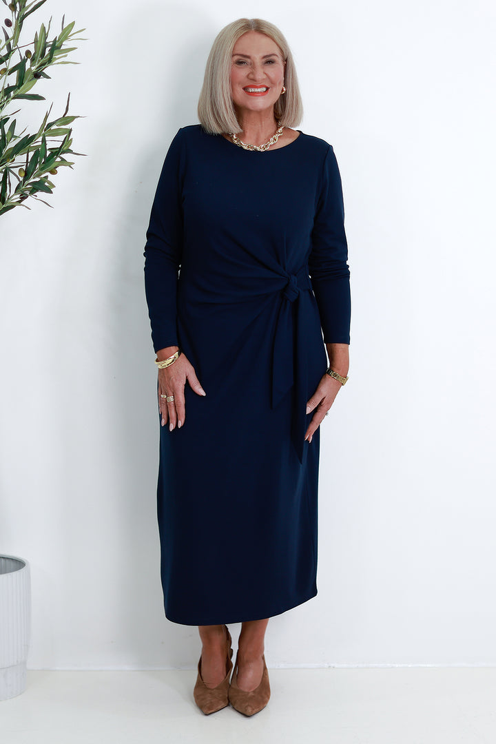 Alanah Tie Dress L/S | NAVY