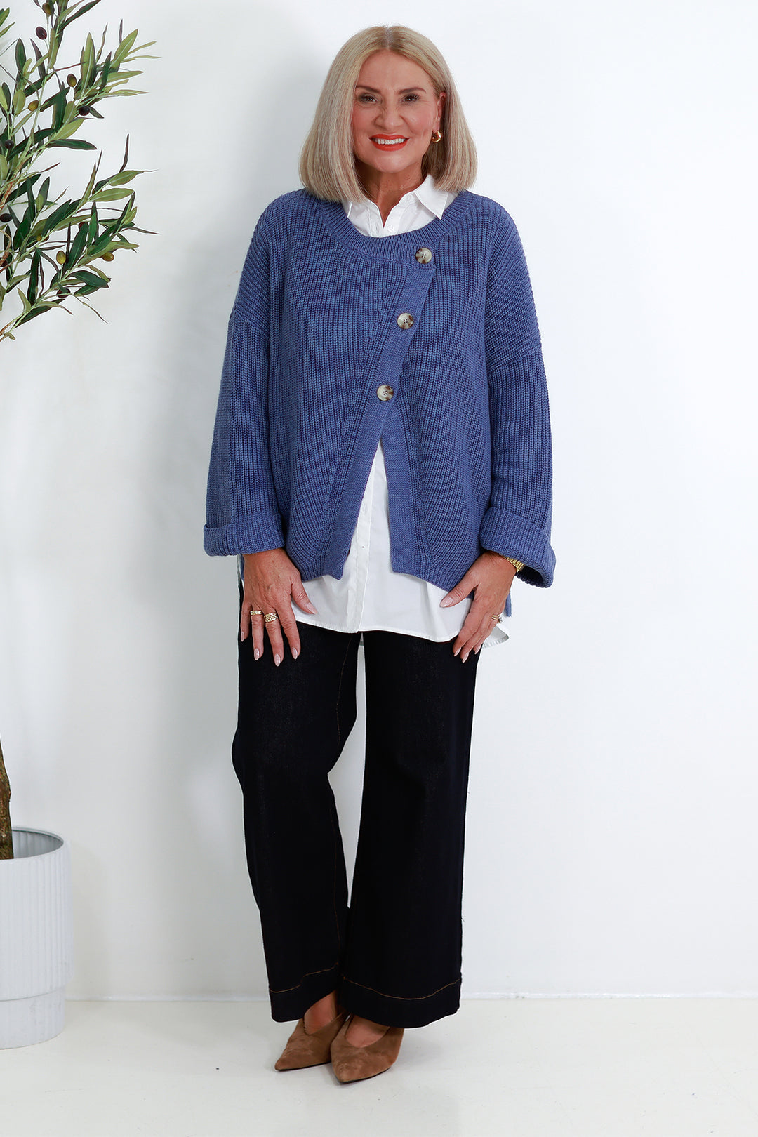 Cross Over Cardi | BLUE DUSK