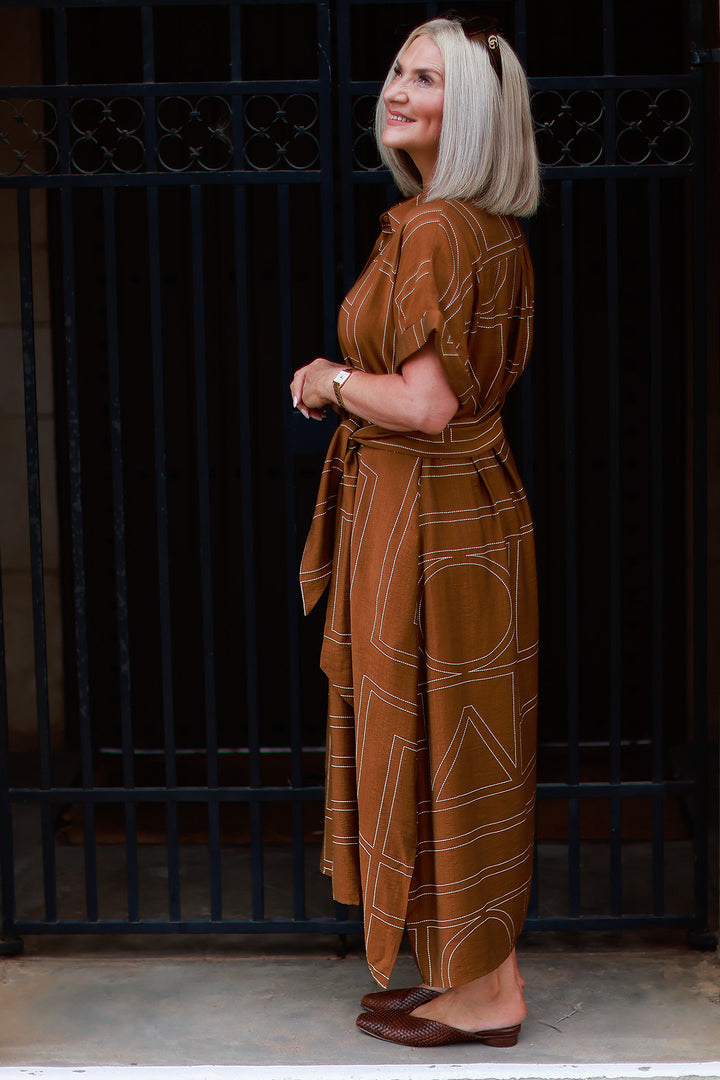 Riveria Relaxed Shirt Dress | TAN