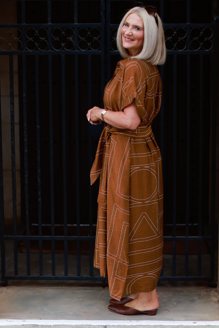 Riveria Relaxed Shirt Dress | TAN
