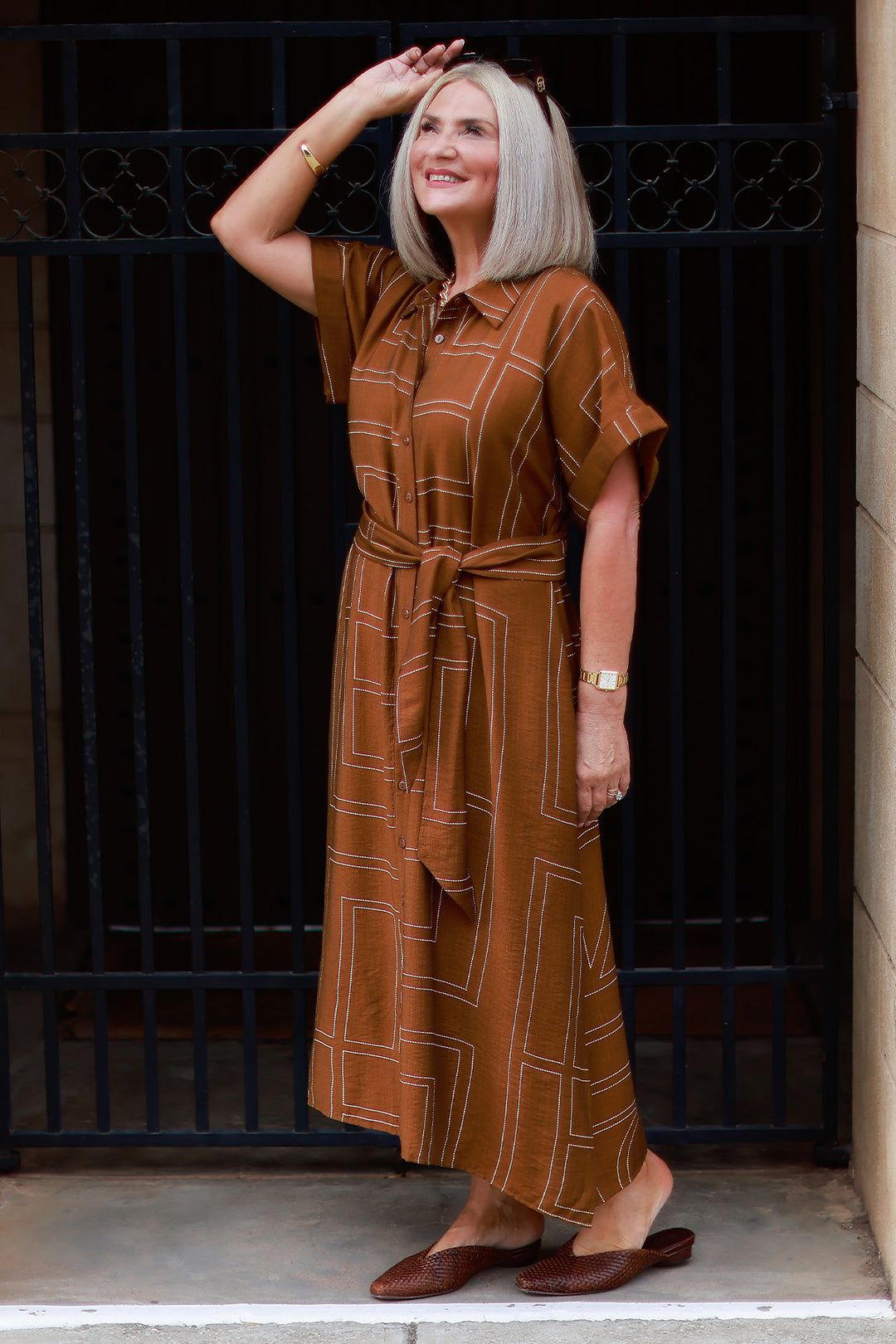 Riveria Relaxed Shirt Dress | TAN