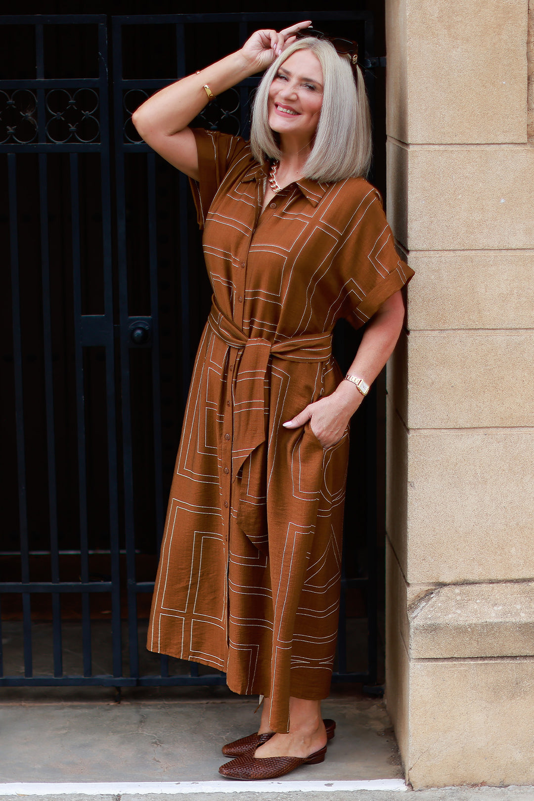 Riveria Relaxed Shirt Dress | TAN