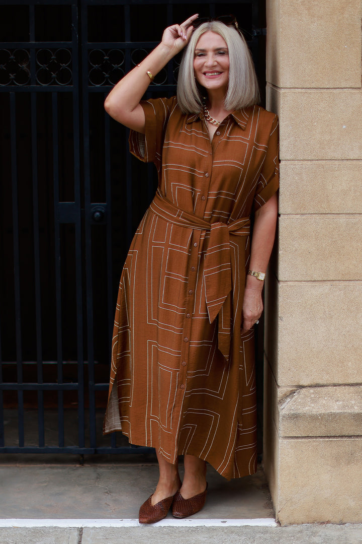 Riveria Relaxed Shirt Dress | TAN