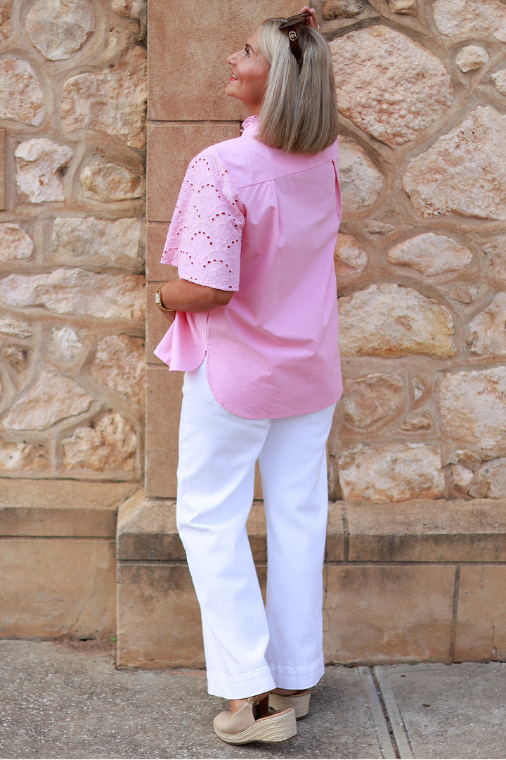 Marisol Lace Slv Shirt | STRAWBERRY CREAM