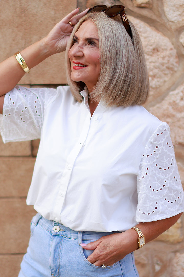 Marisol Lace Slv Shirt | WHITE