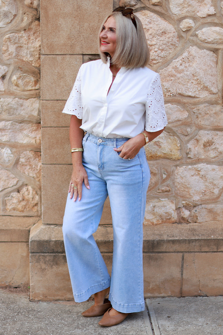 Marisol Lace Slv Shirt | WHITE