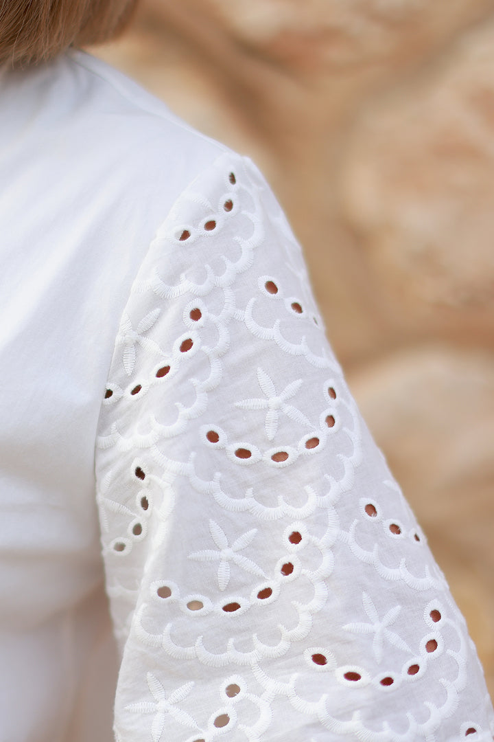 Marisol Lace Slv Shirt | WHITE