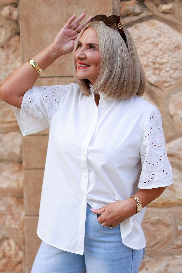 Marisol Lace Slv Shirt | WHITE