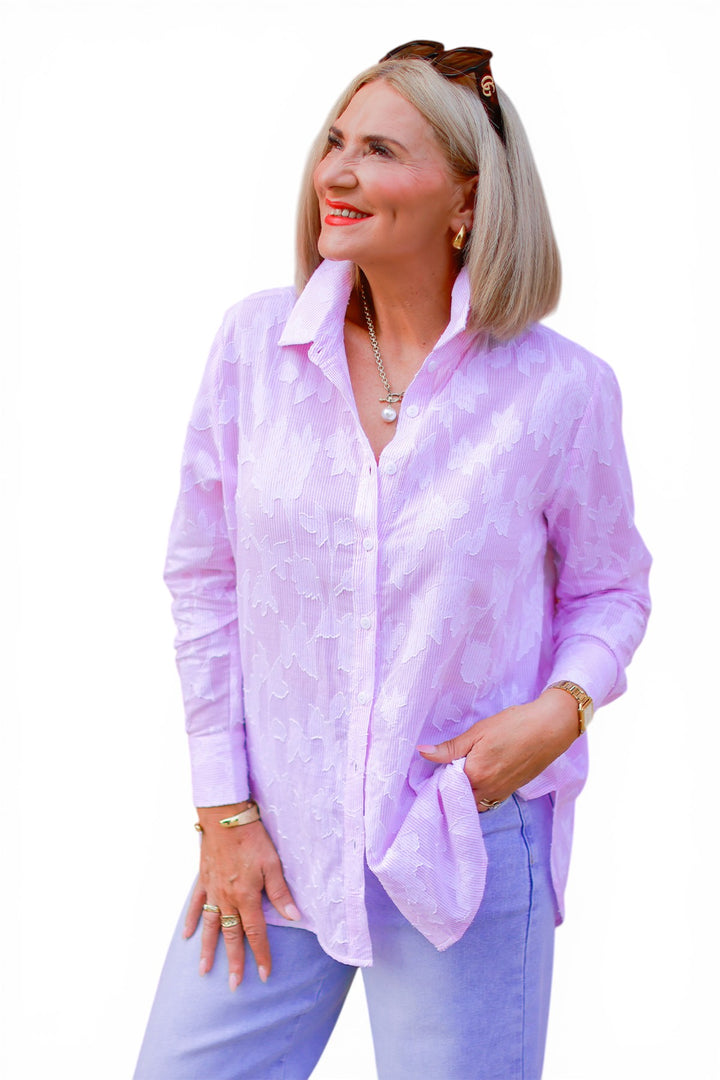 Lacey Stripe Shirt | Pink