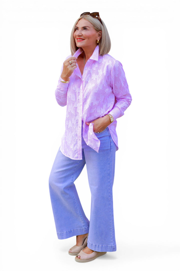 Lacey Stripe Shirt | Pink