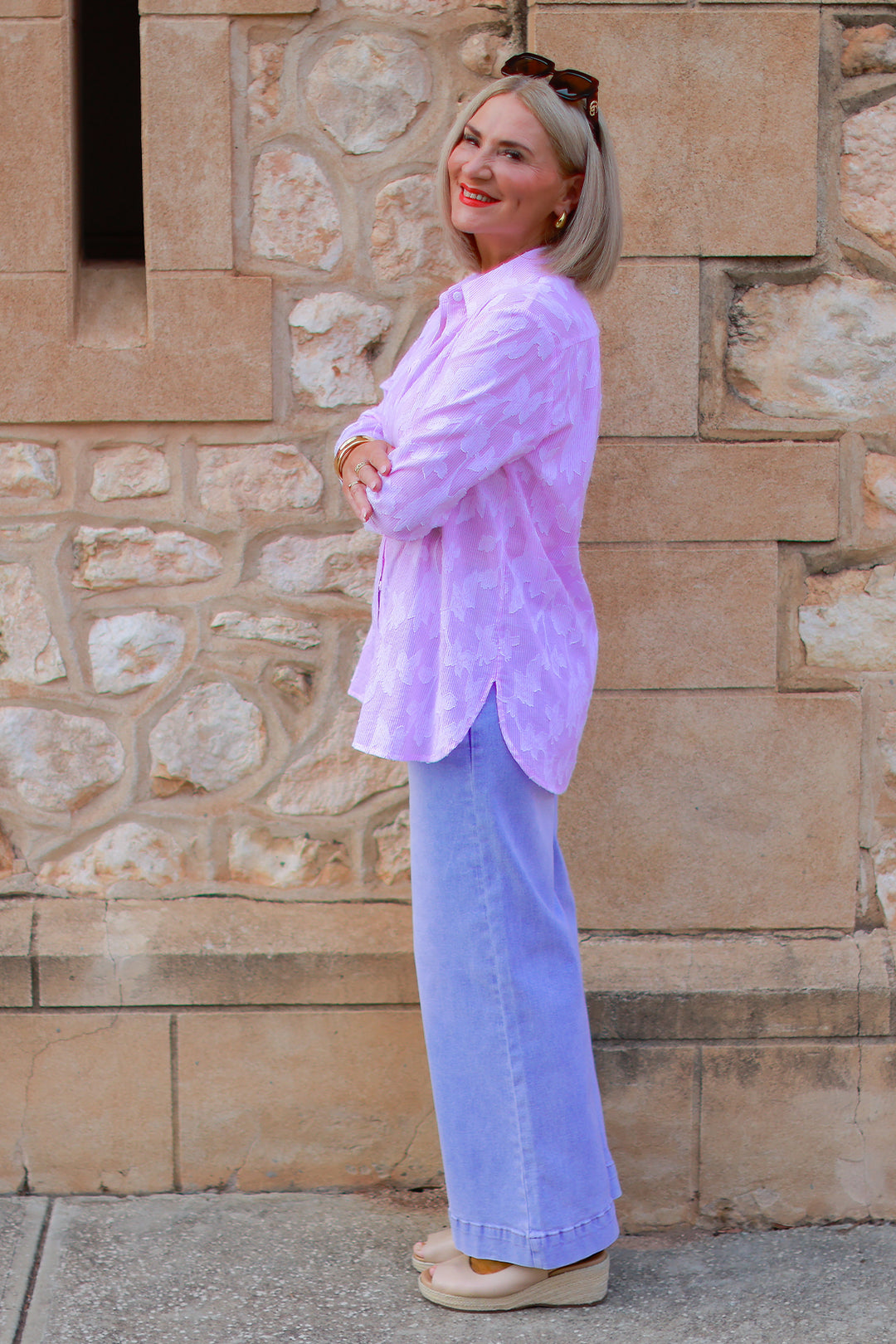 Lacey Stripe Shirt | Pink