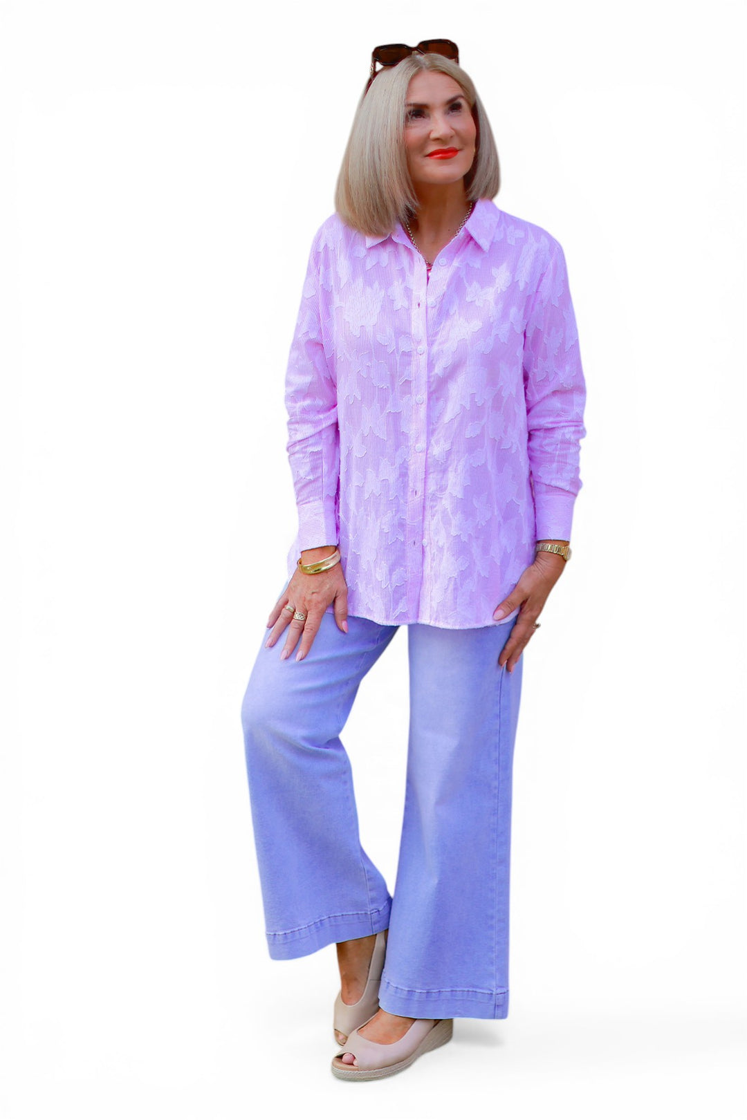 Lacey Stripe Shirt | Pink