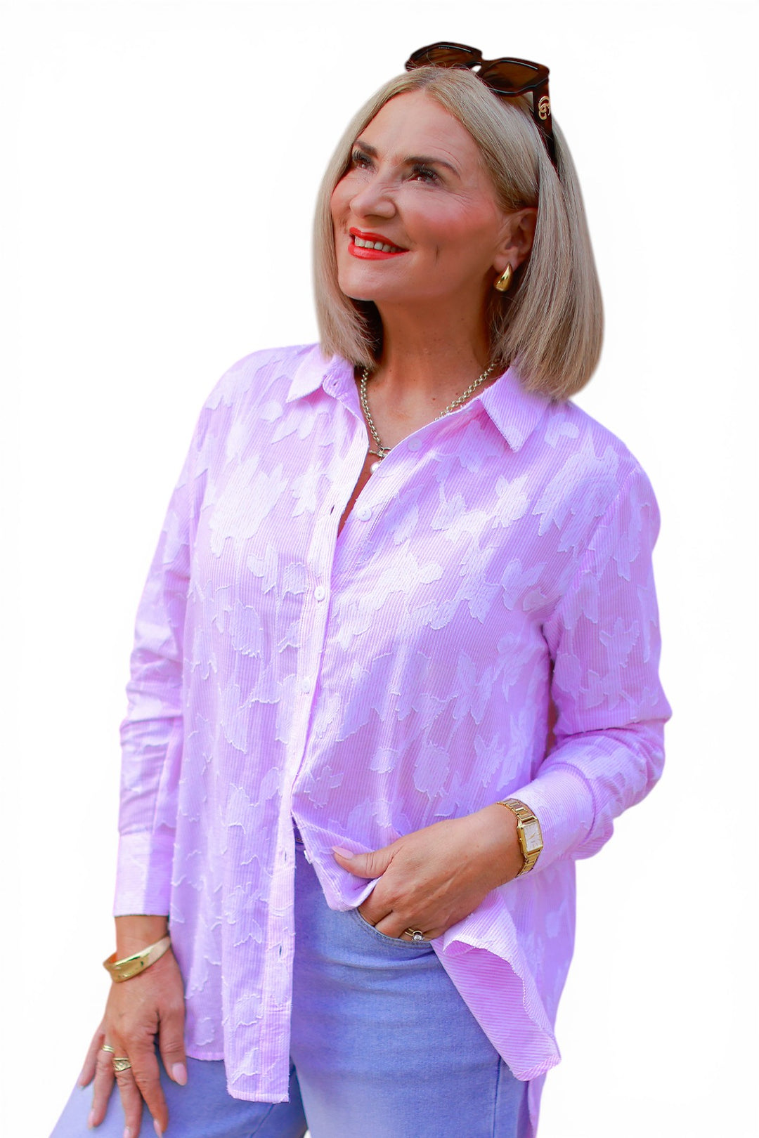 Lacey Stripe Shirt | Pink