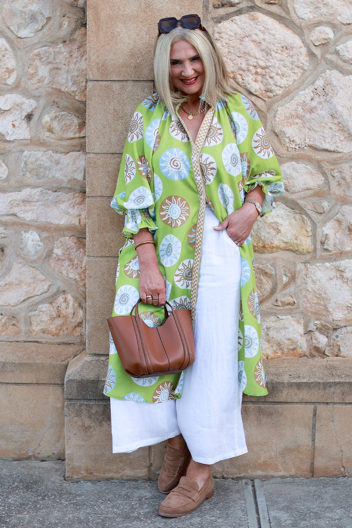Sun Chaser Shirt Dress | GREEN & TAN