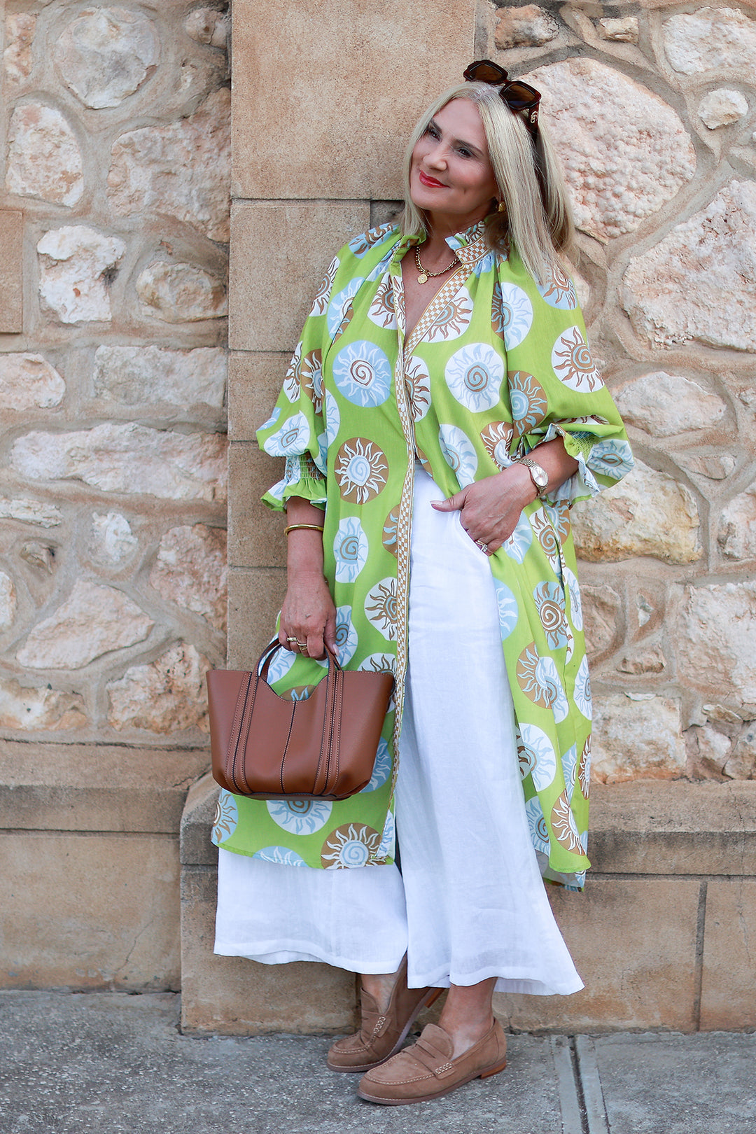 Sun Chaser Shirt Dress | GREEN & TAN